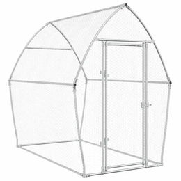 vidaXL Hühnerkäfig aus verzinktem Stahl mit Schwenktür als Freigehege für Hühner, Enten, Kaninchen und Wachteln in Silber – Bild 1 von 9