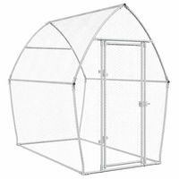 Produktbild von vidaXL Hühnerkäfig aus verzinktem Stahl mit Schwenktür als Freigehege für Hühner, Enten, Kaninchen und Wachteln in Silber