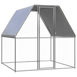 vidaXL Hühnerkäfig aus verzinktem Stahl mit wasserfestem Dach in Silber und Grau 2x2x2m – Bild 1 von 10