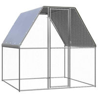 Produktbild von vidaXL Hühnerkäfig aus verzinktem Stahl mit wasserfestem Dach in Silber und Grau 2x2x2m