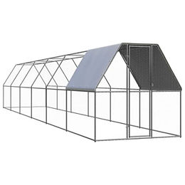 vidaXL Hühnerkäfig Freilaufgehege aus verzinktem Metall mit Teilüberdachung 2x12x2m für Hühner und Enten – Bild 1 von 8
