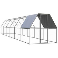 Produktbild von vidaXL Hühnerkäfig Freilaufgehege aus verzinktem Metall mit Teilüberdachung 2x12x2m für Hühner und Enten