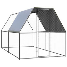 vidaXL Hühnerkäfig Freilaufgehege aus verzinktem Metall mit Teilüberdachung 2x4x2m – Bild 1 von 7