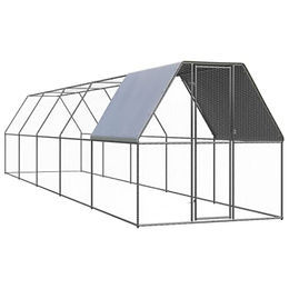vidaXL Hühnerkäfig Freilaufgehege aus verzinktem Metall mit Teilüberdachung für Hühner und Enten 2x10x2m – Bild 1 von 8