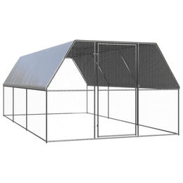vidaXL Hühnerkäfig mit Komplettüberdachung aus verzinktem Metall für Hühner und Enten 3x6x2m Silber – Bild 1 von 9