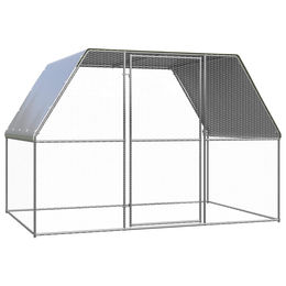vidaXL Hühnerkäfig mit Teilüberdachung aus verzinktem Stahl für Hühner und Enten 3 x 10 x 2 m – Bild 1 von 13