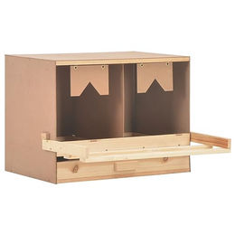 vidaXL Hühnernest aus Kiefernholz mit 2 Fächern als Abrolllegenest für Hühner 63x40x45cm - 63 cm – Bild 1 von 7