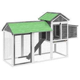 vidaXL Hühnerstall aus Kiefernholz mit Nistkasten und Rampe für Hühner Kaninchen und Enten Grau – Bild 1 von 10