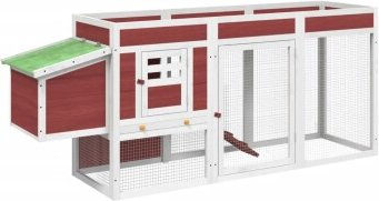 vidaXL Hühnerstall aus Massivholz Kiefer mit Nistkasten und Rampe für Hühner Kaninchen und Enten Braun – Bild 1 von 6