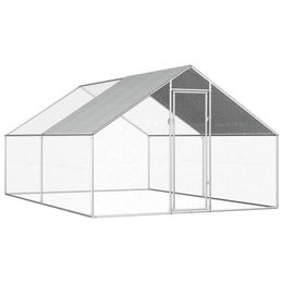 vidaXL Hühnerstall aus Metall mit Freilauf für Hühner und Enten 2,75 x 4 x 1,92 m in Silber/Grau – Bild 1 von 13