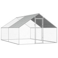 Produktbild von vidaXL Hühnerstall aus Metall mit Freilauf für Hühner und Enten 2,75 x 4 x 1,92 m in Silber/Grau