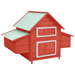 vidaXL Hühnerstall aus Tannenholz in Rot Weiß 150x96x110cm – Bild 1 von 12