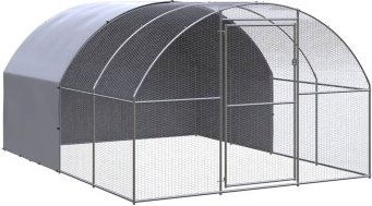 vidaXL Hühnerstall aus verzinktem Metall für Geflügel 3x4x2 m in Silber und Grau – Bild 1 von 6