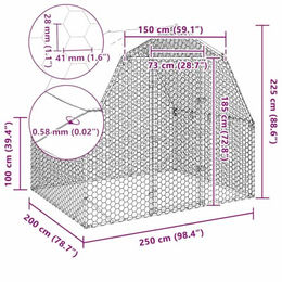 vidaXL Hühnerstall aus verzinktem Metall mit Dach 2,5x2x2,25 m als Freilaufgehege für Hühner – Bild 1 von 6