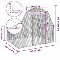 Produktbild von vidaXL Hühnerstall aus verzinktem Metall mit Dach 2,5x2x2,25 m als Freilaufgehege für Hühner