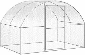 vidaXL Hühnerstall Freigehege aus verzinktem Metall für Hühner und Enten 3 x 2 x 2 m Silber – Bild 1 von 10