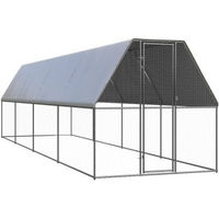 Produktbild von vidaXL Hühnerstall Freilaufgehege aus Metall für Hühner und Enten 2x8x2m in Silber/Grau