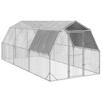 Produktbild von vidaXL Hühnerstall Freilaufgehege aus verzinktem Metall 2,5x6x2,25 m Silber