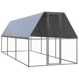 vidaXL Hühnerstall Freilaufgehege aus verzinktem Metall für Hühner und Enten 2x6x2m – Bild 1 von 5