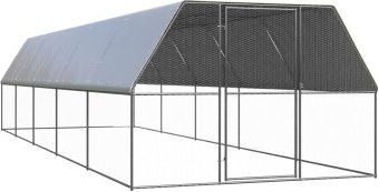 vidaXL Hühnerstall Freilaufgehege aus verzinktem Metall für Hühner und Enten 3x1x2m Silber – Bild 1 von 9