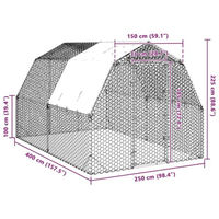 Produktbild von vidaXL Hühnerstall Freilaufgehege aus verzinktem Stahl 2,5x4x2,25 m
