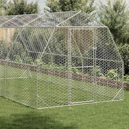 vidaXL Hühnerstall Freilaufgehege aus verzinktem Stahl 2,5x6x2,25 m in Silber – Bild 1 von 3