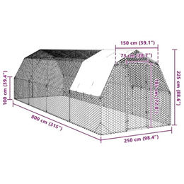 vidaXL Hühnerstall Freilaufgehege aus verzinktem Stahl 2,5x8x2,25 m für Geflügel – Bild 1 von 2