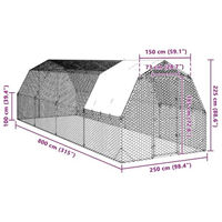 Produktbild von vidaXL Hühnerstall Freilaufgehege aus verzinktem Stahl 2,5x8x2,25 m für Geflügel
