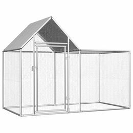 vidaXL Hühnerstall Gehege aus verzinktem Metall für Hühner und Enten 2x1x1,5m – Bild 1 von 12
