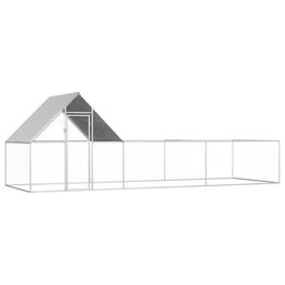 vidaXL Hühnerstall Gehege für Hühner aus verzinktem Metall 6x2x2m in Silber – Bild 1 von 8