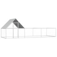 Produktbild von vidaXL Hühnerstall Gehege für Hühner aus verzinktem Metall 6x2x2m in Silber