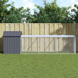 Vidaxl Hühnerstall mit Auslauf aus Metall in Grau 117 x 405 x 123 cm – Bild 1 von 6