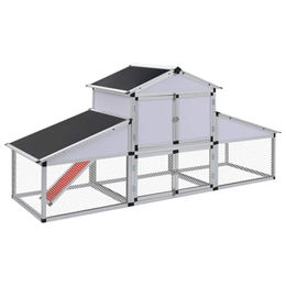 vidaXL Hühnerstall mit Freilaufgehege und Nistkasten aus Aluminium in Silber und Grau – Bild 1 von 6