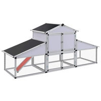 Produktbild von vidaXL Hühnerstall mit Freilaufgehege und Nistkasten aus Aluminium in Silber und Grau