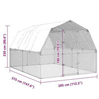 Produktbild von vidaXL Hühnerstall Set aus verzinktem Stahl mit wasserfestem Dach für Hühner, Enten, Kaninchen und Wachtel in Silber