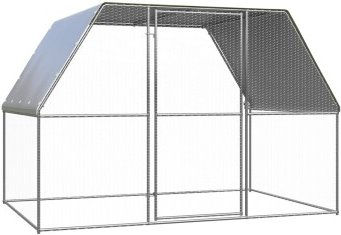 vidaXL Hühnerstall und Freigehege aus Metall für Kaninchen in Silber – Bild 1 von 6