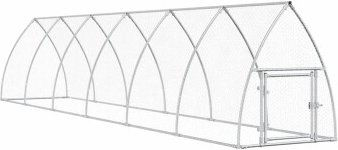 vidaXL Hühnerstall und Freigehege aus verzinktem Metall für Hühner Kaninchen Enten und Wachteln 1,05 m x 6 m x 1,2 m Silber – Bild 1 von 12