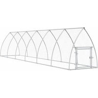 Produktbild von vidaXL Hühnerstall und Freigehege aus verzinktem Metall für Hühner Kaninchen Enten und Wachteln 1,05 m x 6 m x 1,2 m Silber