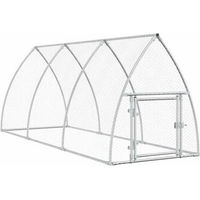 Produktbild von vidaXL Hühnerstall und Freigehege aus verzinktem Stahl für Hühner, Kaninchen, Enten und Wachtel in Silber