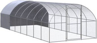 vidaXL Hühnerstall und Geflügelstall aus Metall mit Dach 3 x 8 x 2 m – Bild 1 von 4