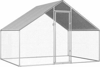 vidaXL Hühnerstall und Käfig aus Metall für Hühner und Enten 2,75 x 2 x 1,92 m in Silber/Grau – Bild 1 von 13