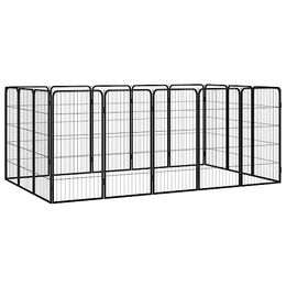 VidaXL Hunde Laufstall aus Metall für Welpen Schwarz – Bild 1 von 4