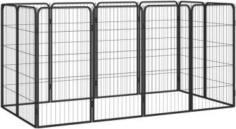 VidaXL Hunde Laufstall aus Metall für Welpen Schwarz – Bild 1 von 6