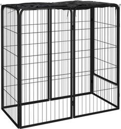 VidaXL Hunde Laufstall aus Metall schwarz pulverbeschichtet – Bild 1 von 3