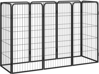 vidaXL Hunde Laufstall aus Stahl Pulverbeschichtet Schwarz Welpenauslauf – Bild 1 von 6