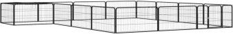 vidaXL Hunde Laufstall Freilaufgehege mit Unterstand aus Metall Schwarz 4 m x 4 m x 50 cm wasserdicht – Bild 1 von 2