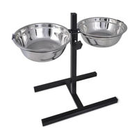 Produktbild von vidaXL Hundebar Höhenverstellbarer Napfstand mit 2 Edelstahl Napfen Silber - 4,1 l