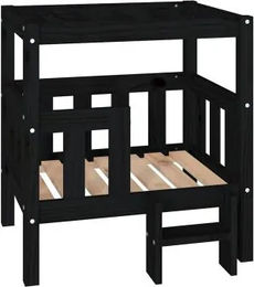 vidaXL Hundebett aus Kiefer Massivholz Schwarz 65,5x50,5x70cm – Bild 1 von 9
