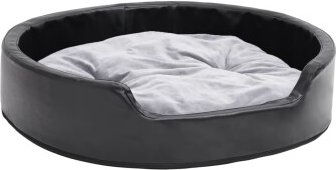 VidaXL Hundebett aus Kunstleder mit Kissen in Schwarz Grau – Bild 1 von 10