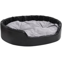 Produktbild von vidaXL Hundebett aus Kunstleder mit Plüsch in Schwarz Grau
